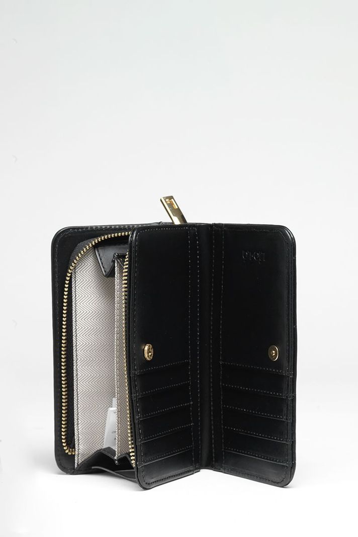 Billetera Efecto Cuero Acolchada Con Tachas, Negro Liola-3