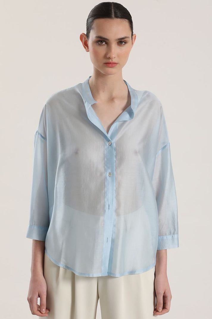 Blusa semitransparente liola mujer celeste