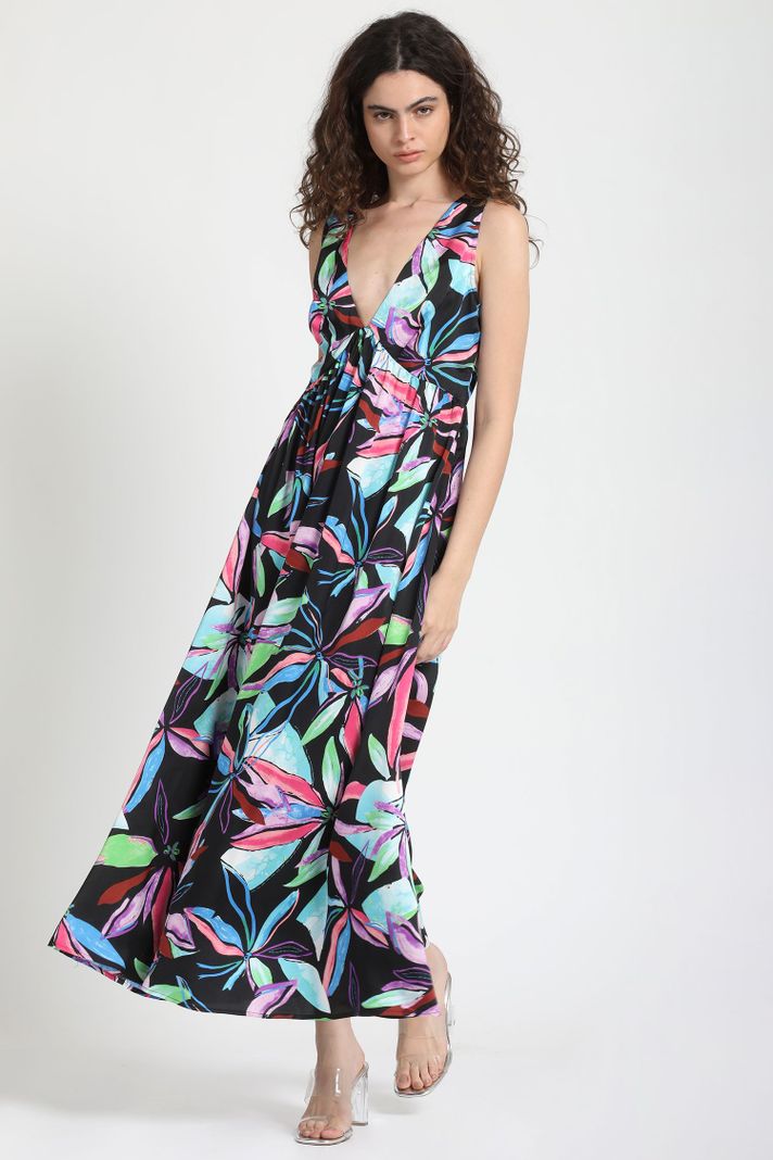 Vestido Maxi Satin Estampado Negro Liola-0