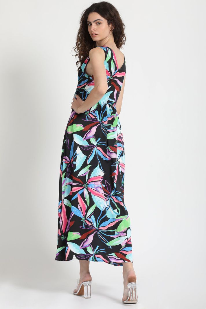 Vestido Maxi Satin Estampado Negro Liola-2