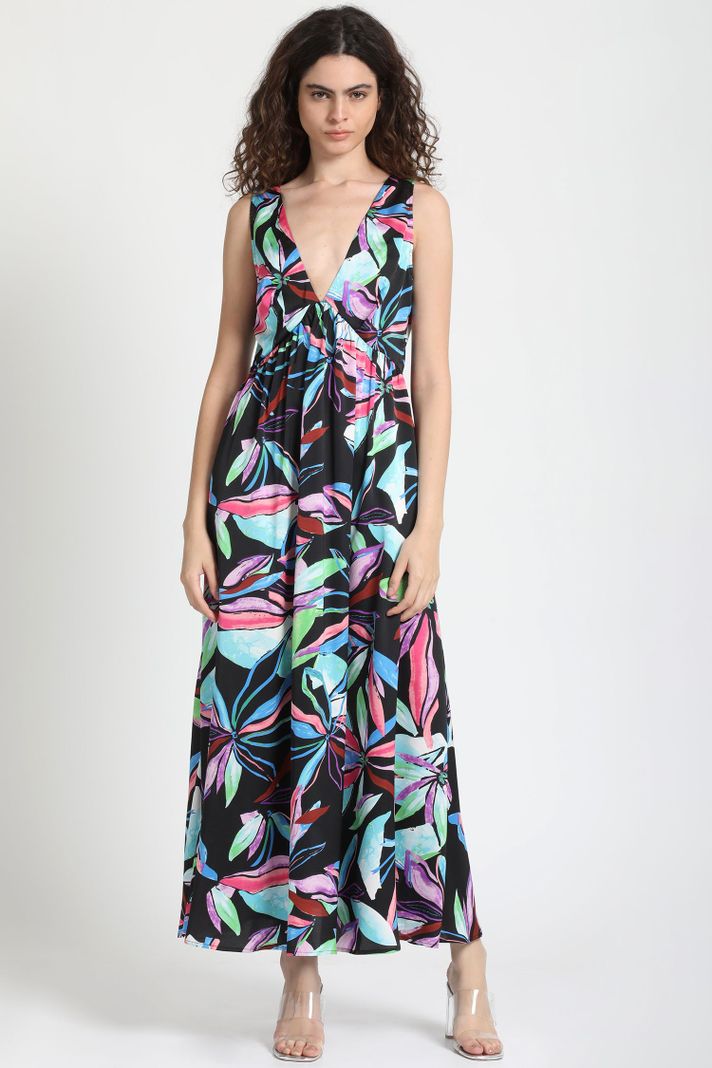 Vestido Maxi Satin Estampado Negro Liola-3