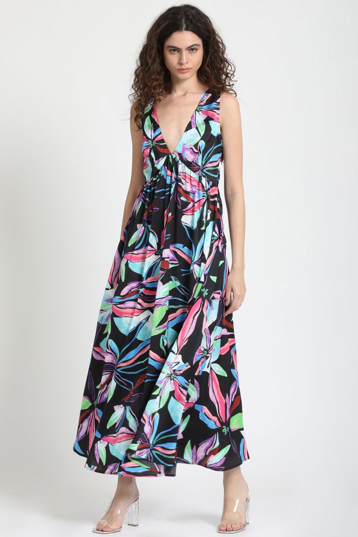 Vestido Maxi Satin Estampado Negro Liola-4