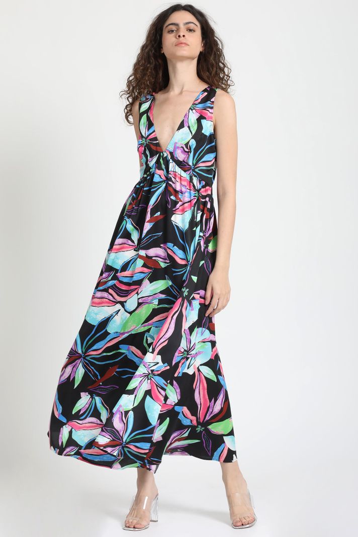 Vestido Maxi Satin Estampado Negro Liola-5