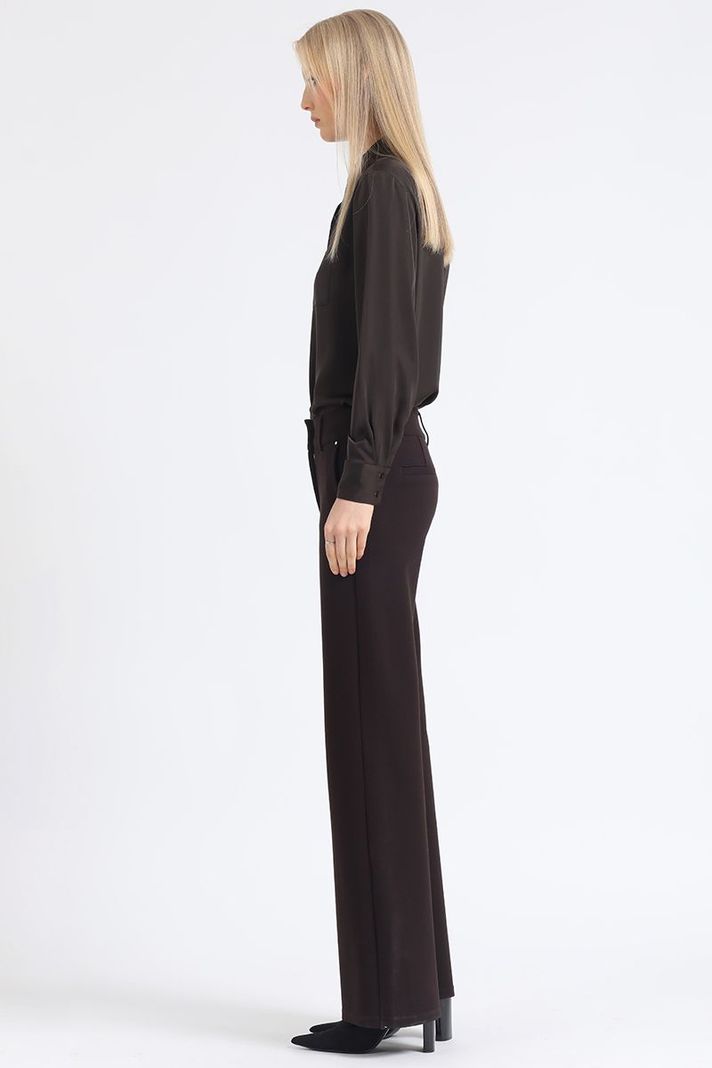 Pantalon Recto, Tiro Medio, Chocolate Liola-2