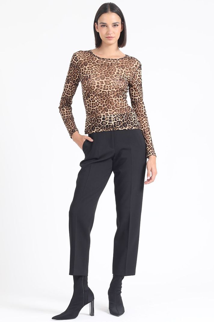 Polera Malla Estampada Animal Print, Negro Liola-2