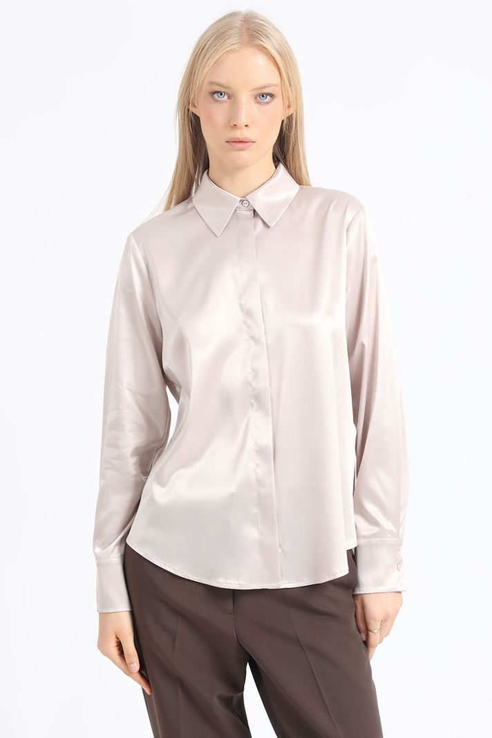 Blusa Basica Satin, Beige Liola-0