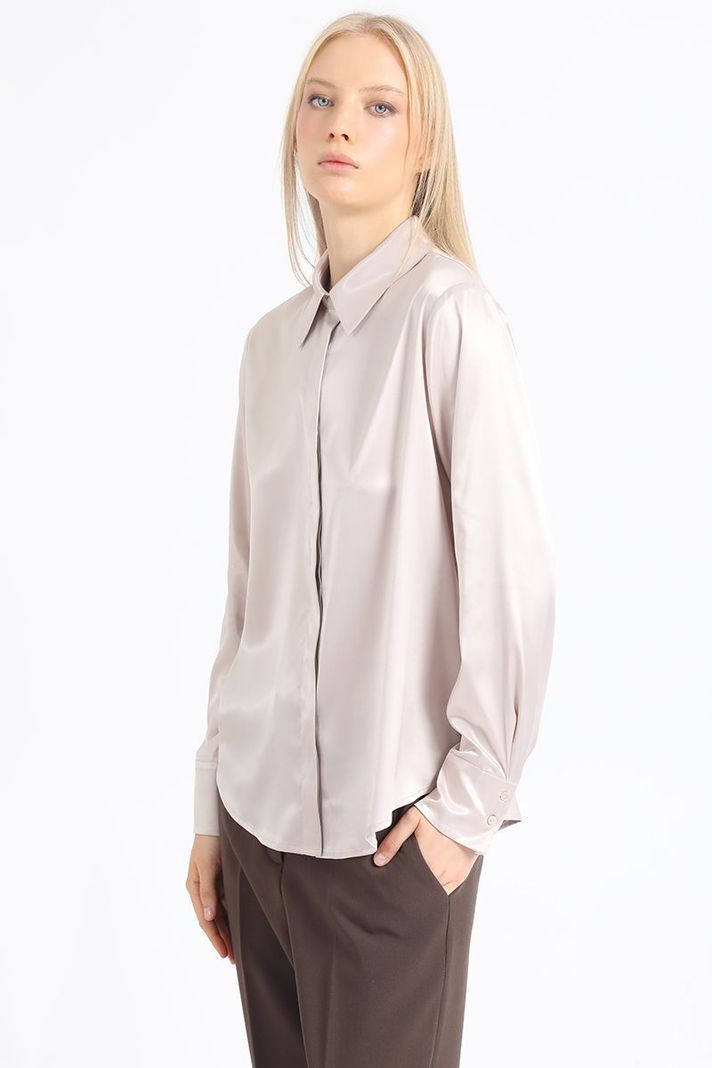 Blusa Basica Satin, Beige Liola-5