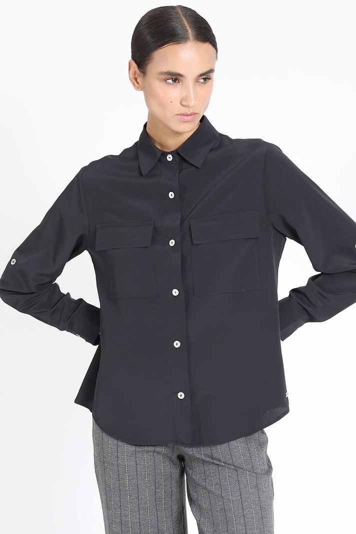 Blusa Bolsillos Cargo, Negro Liola-0