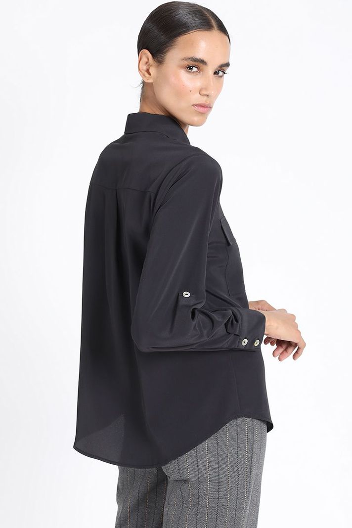 Blusa Bolsillos Cargo, Negro Liola-4