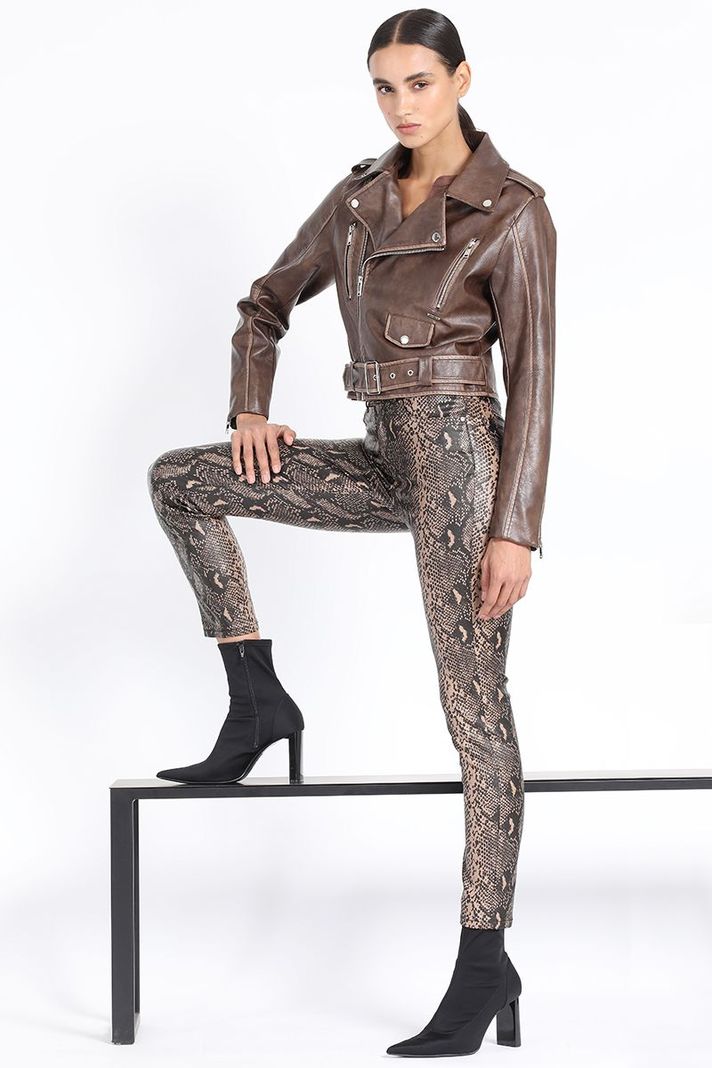 Pantalon Skinny, Coating Piton Negro Liola-0