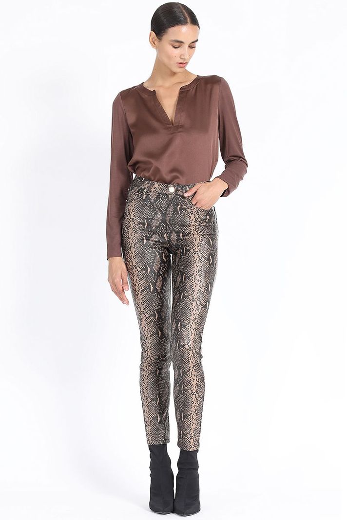 Pantalon Skinny, Coating Piton Negro Liola-1