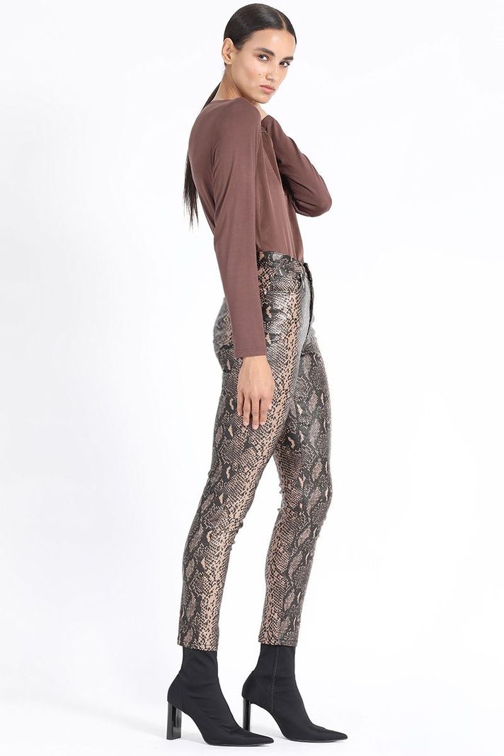 Pantalon Skinny, Coating Piton Negro Liola-2