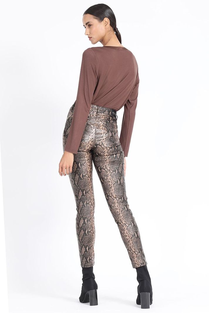 Pantalon Skinny, Coating Piton Negro Liola-3