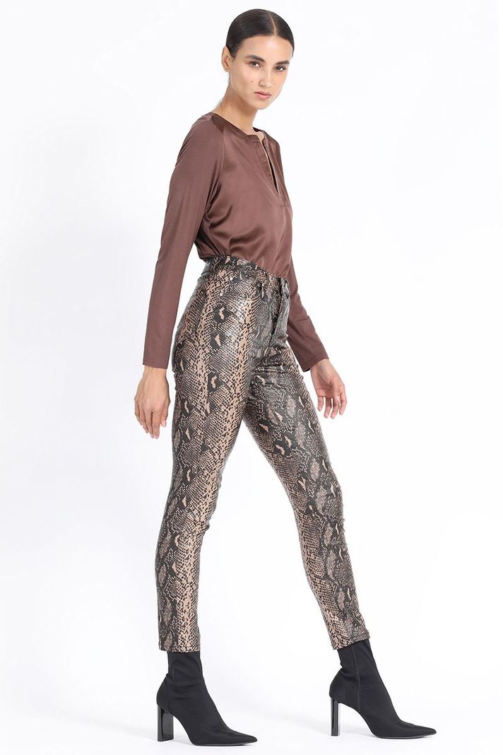 Pantalon Skinny, Coating Piton Negro Liola-4