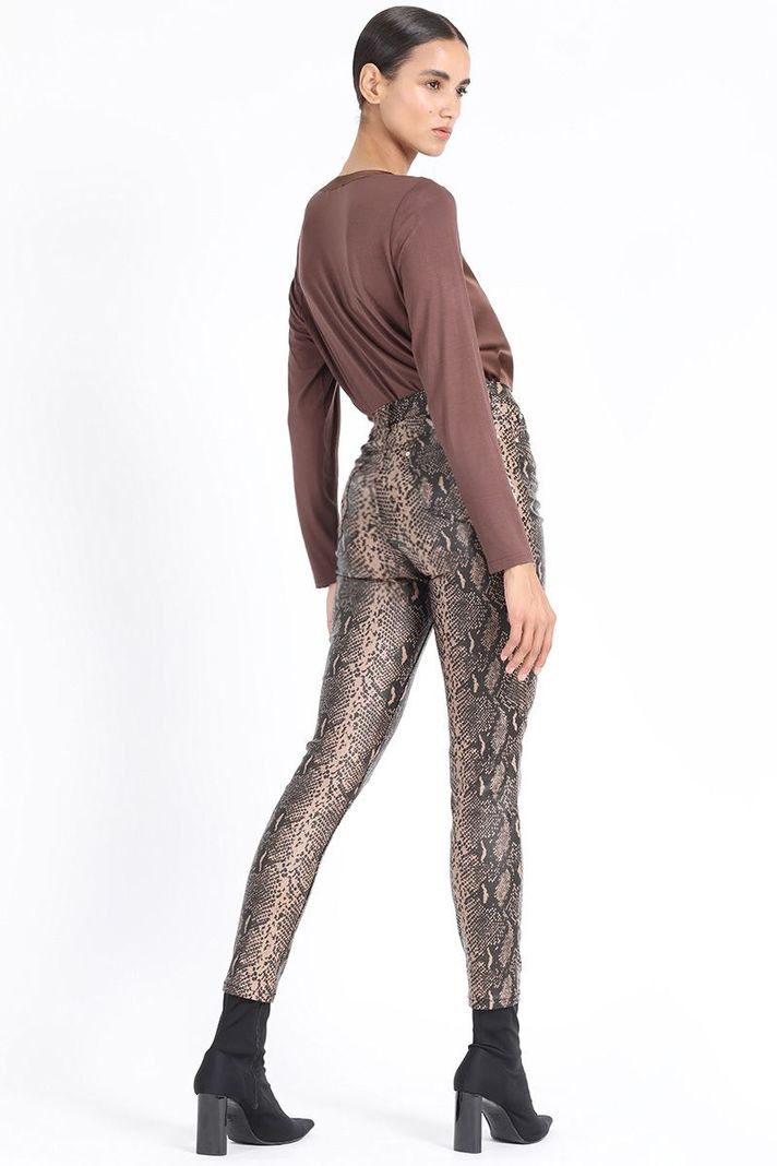 Pantalon Skinny, Coating Piton Negro Liola-5