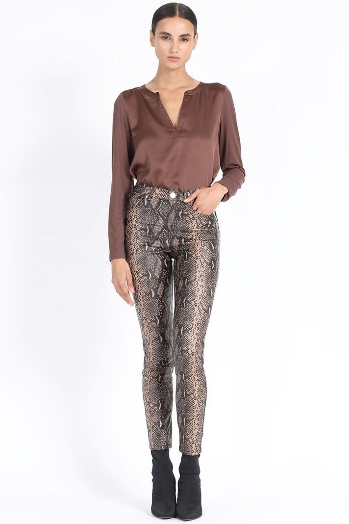 Pantalon Skinny, Coating Piton Negro Liola-6