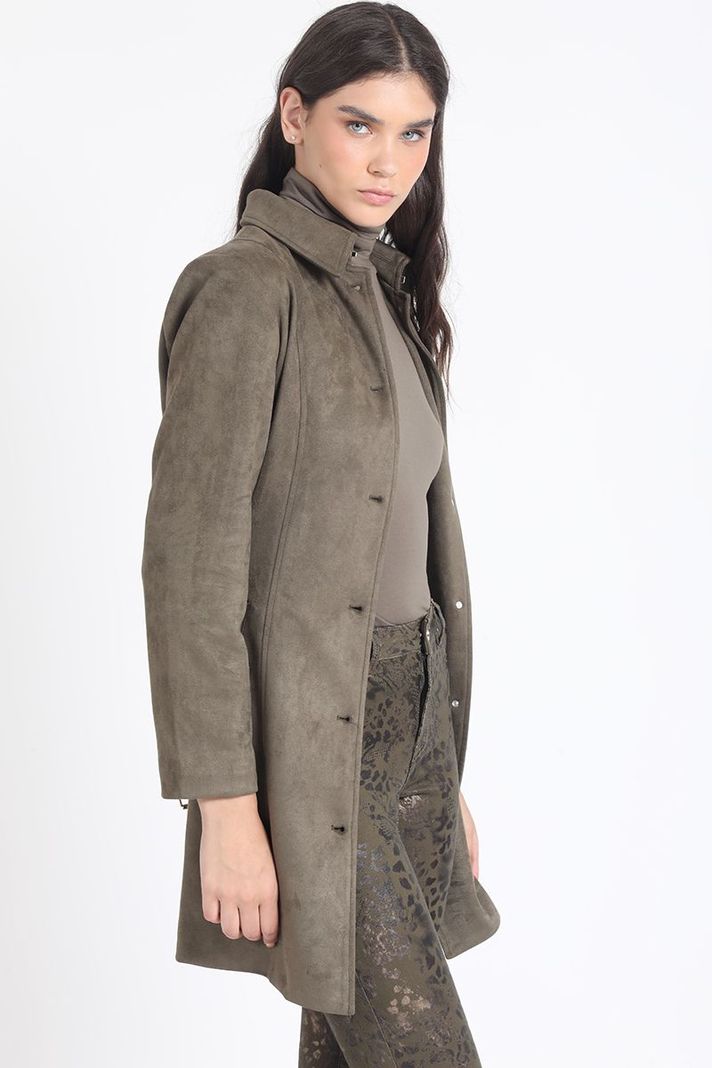 Trench Efecto Gamuza, Forro Estampado, Militar Liola-4