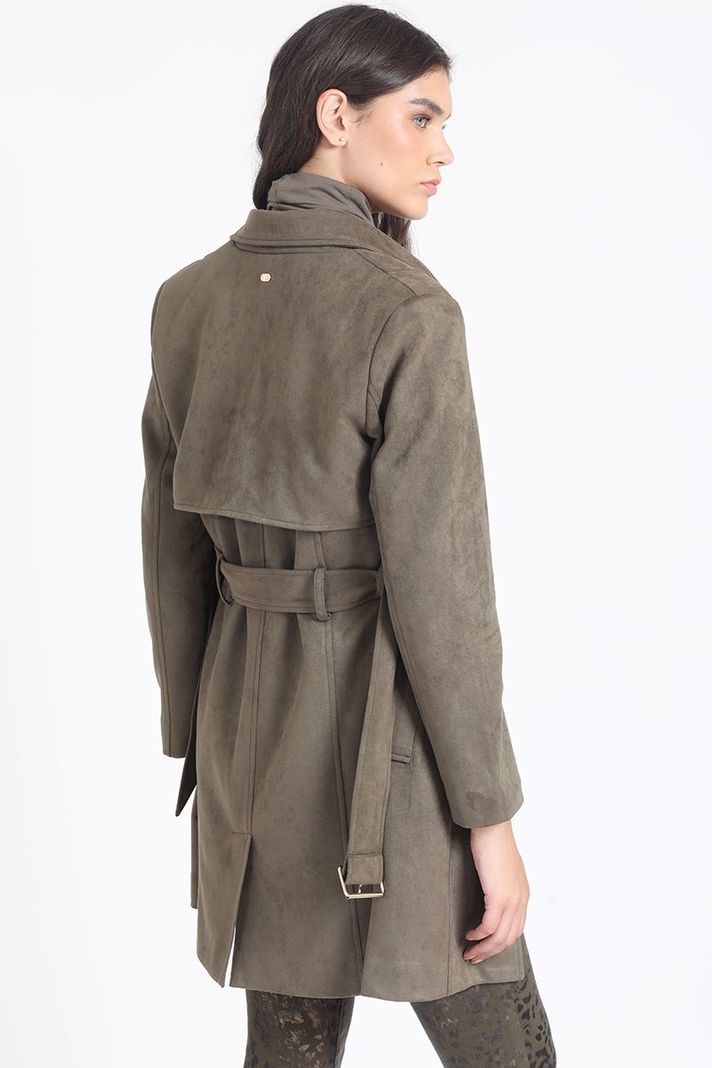 Trench Efecto Gamuza, Forro Estampado, Militar Liola-5