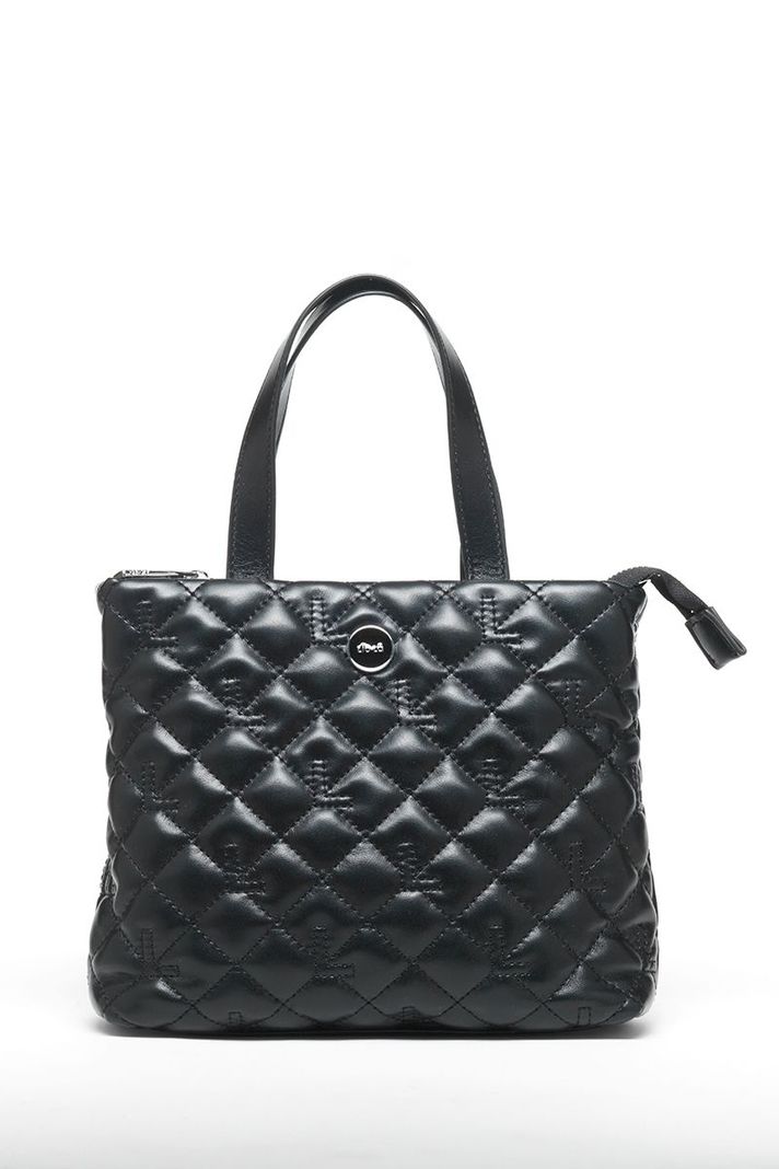 Cartera Cross Bag, Efecto Cuero Acolchado, Negro Liola-0