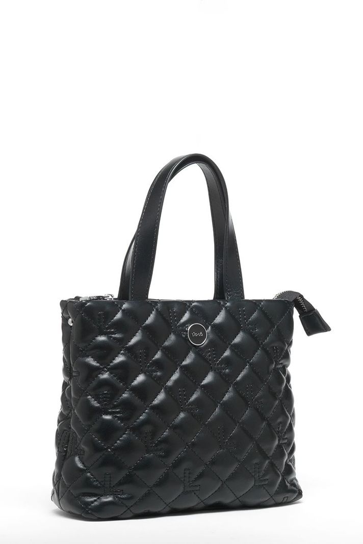 Cartera Cross Bag, Efecto Cuero Acolchado, Negro Liola-2