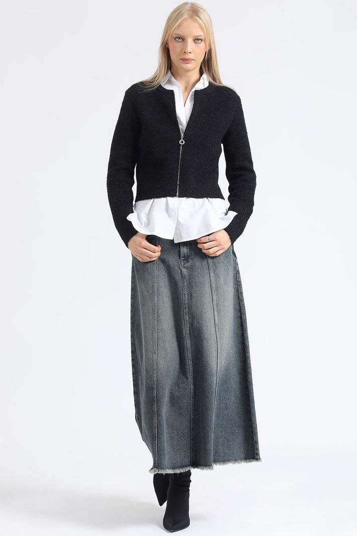 Falda Maxi, Vintage, Café Liola-1