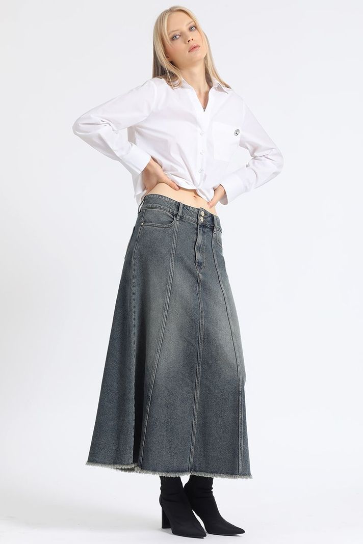 Falda Maxi, Vintage, Café Liola-2