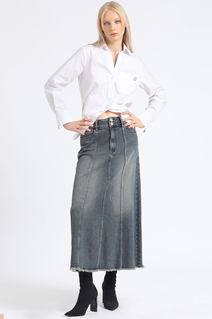 Falda Maxi, Vintage, Café Liola-3