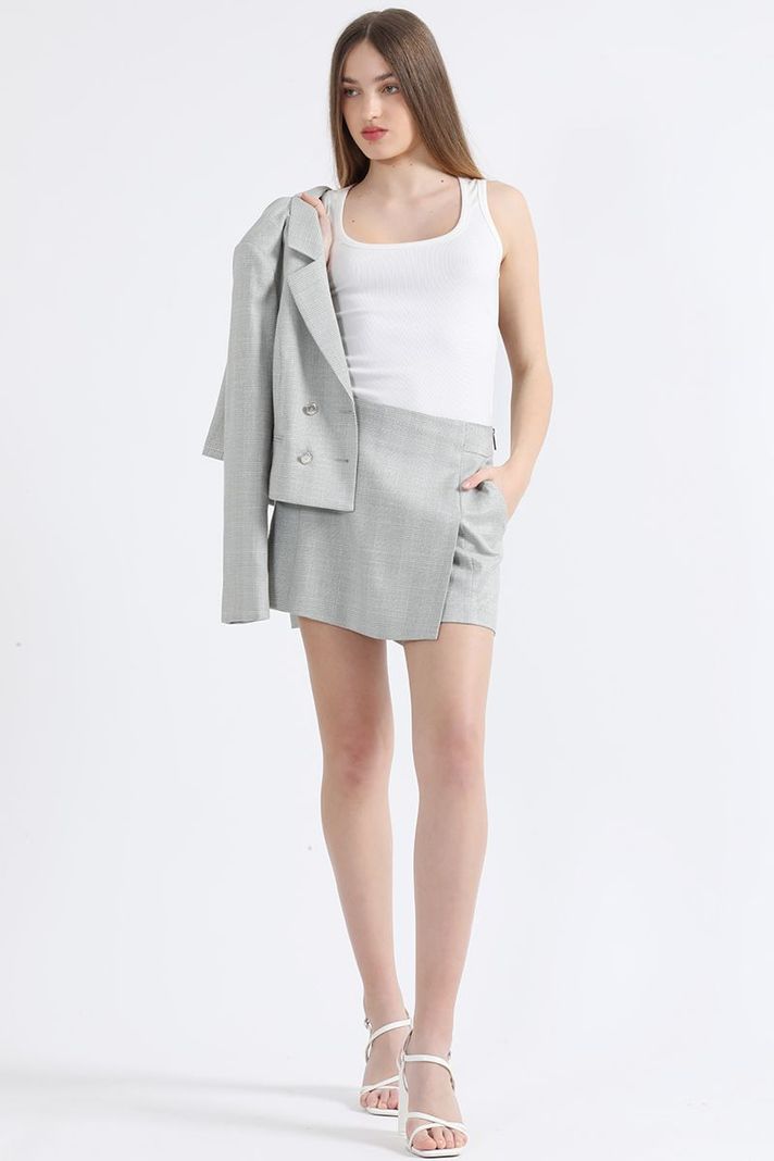 Falda Pantalón Mini Principe De Gales Verde/Perla Liola-2