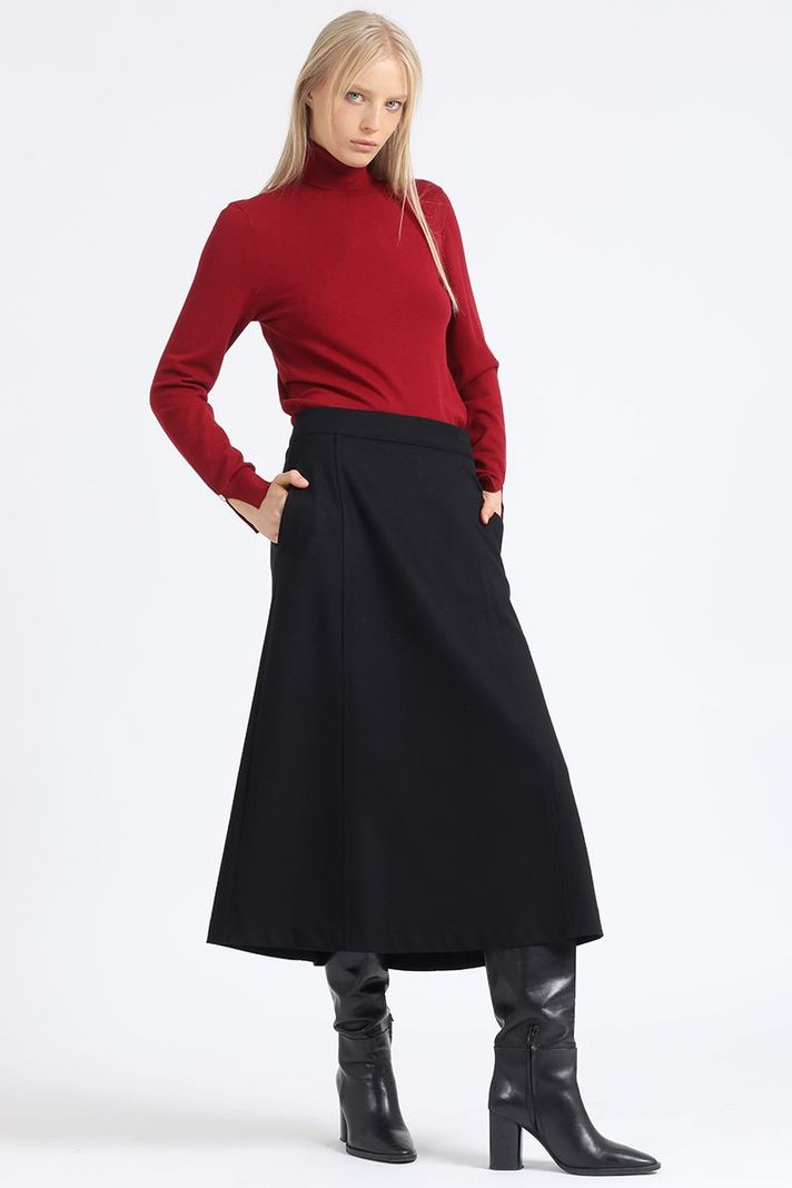 Falda Midi Evase, Negro Liola-4