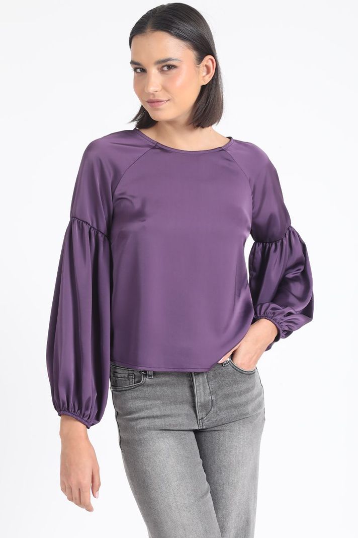 Blusa Manga Aglobada, Satin Arandano Liola-0