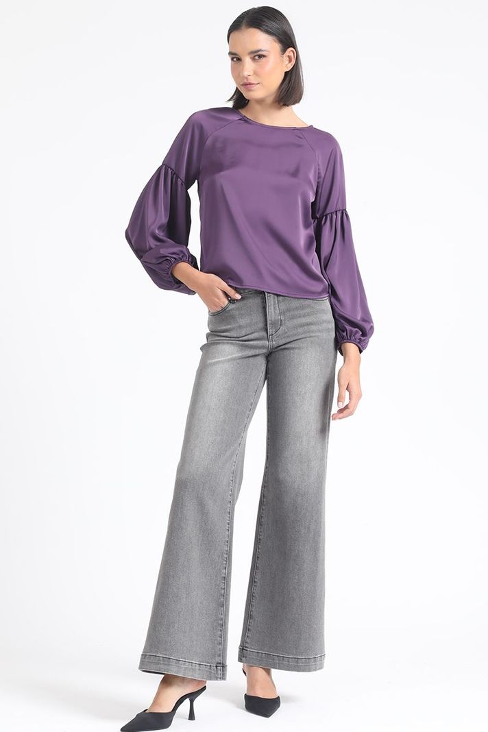Blusa Manga Aglobada, Satin Arandano Liola-1