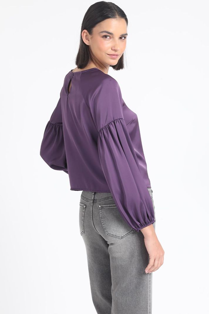Blusa Manga Aglobada, Satin Arandano Liola-2