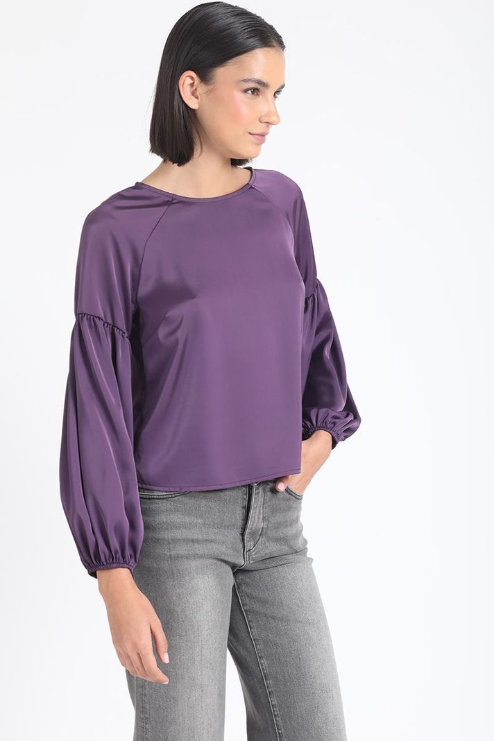 Blusa Manga Aglobada, Satin Arandano Liola-3