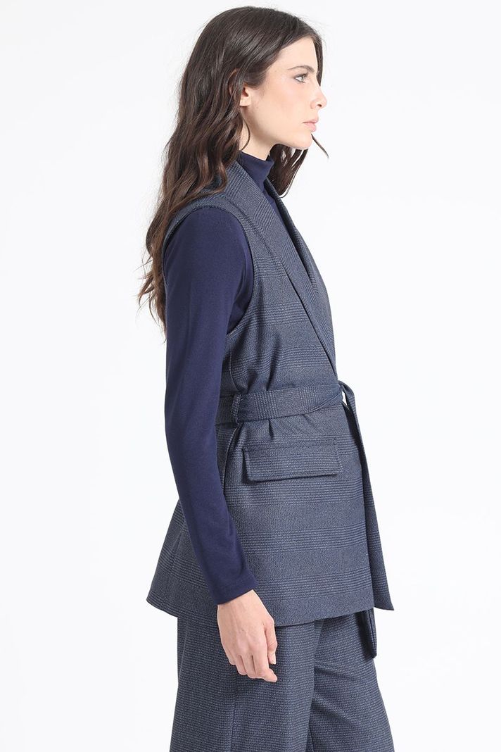 Chaqueta Larga Sin Mangas, Principe De Gales, Azul, Liola-3