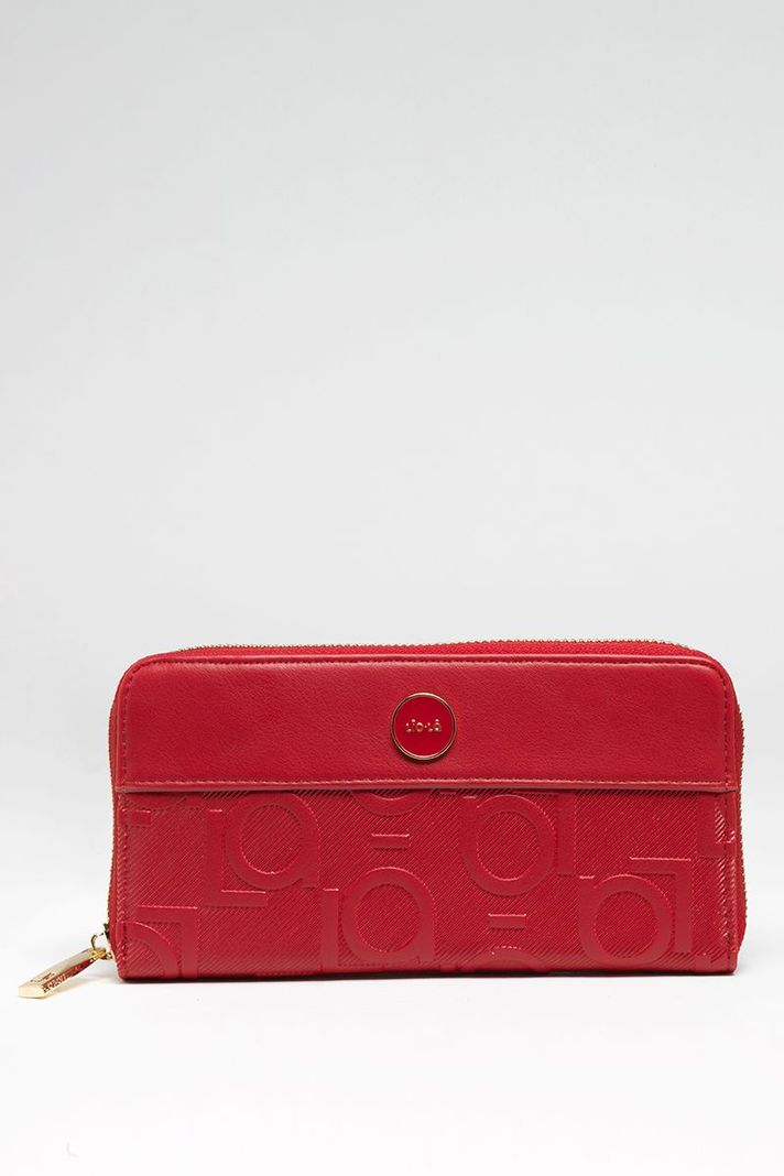 Billetera Efecto Cuero Textura Logo Liola, Rojo Liola-0