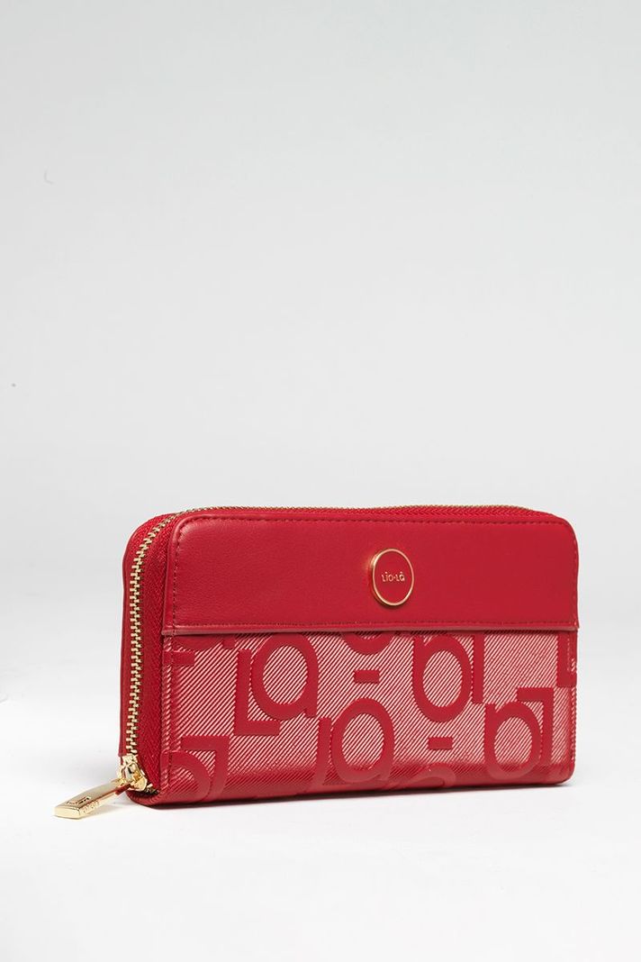 Billetera Efecto Cuero Textura Logo Liola, Rojo Liola-1