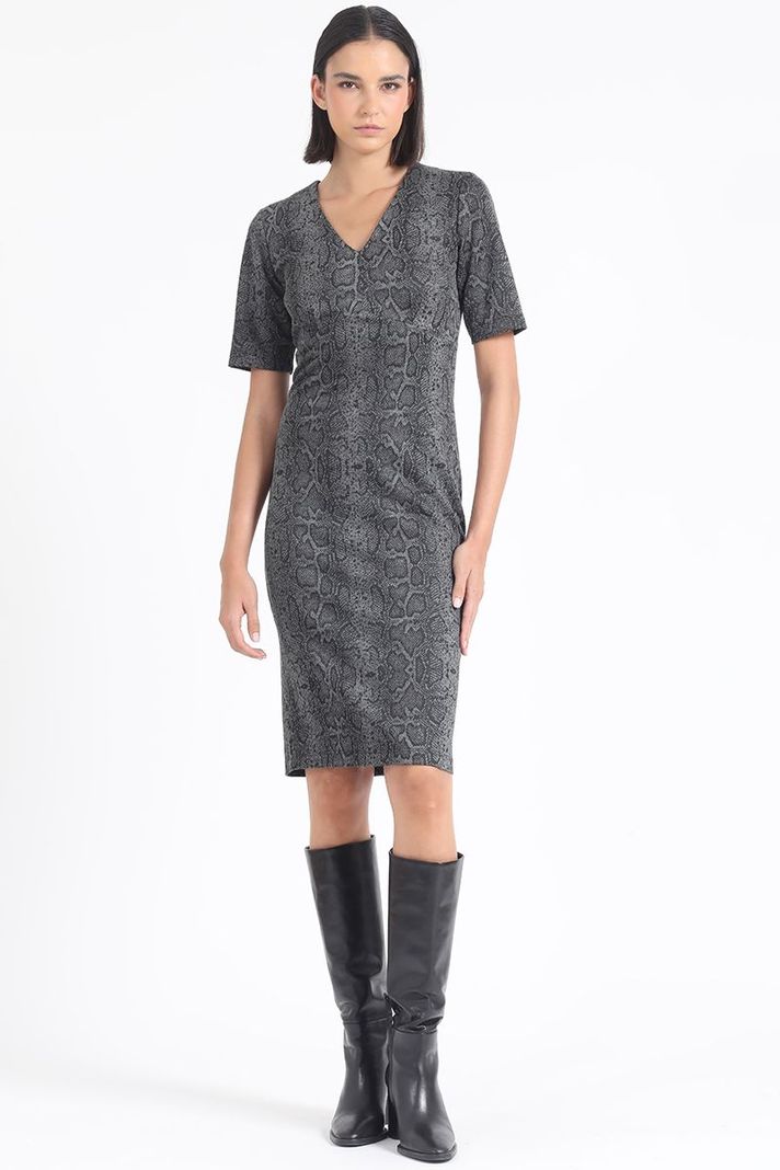 Vestido Midi Estampado Piton, Gris Liola-0