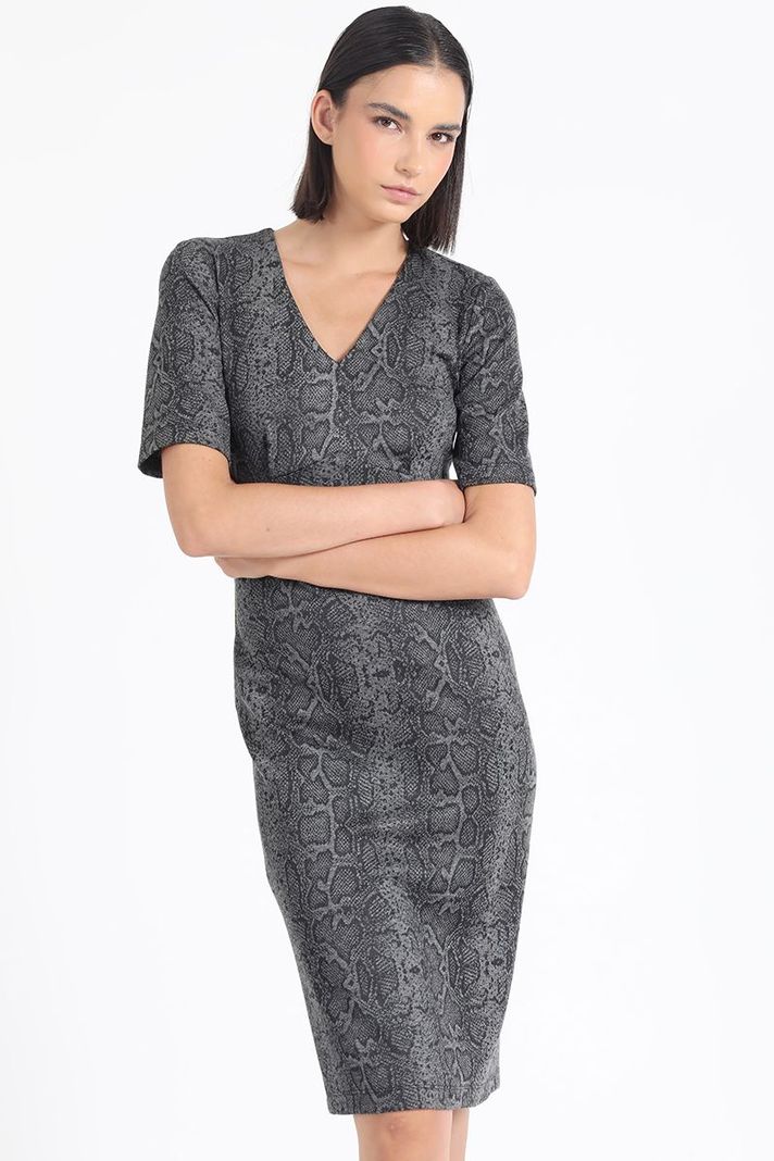 Vestido Midi Estampado Piton, Gris Liola-1