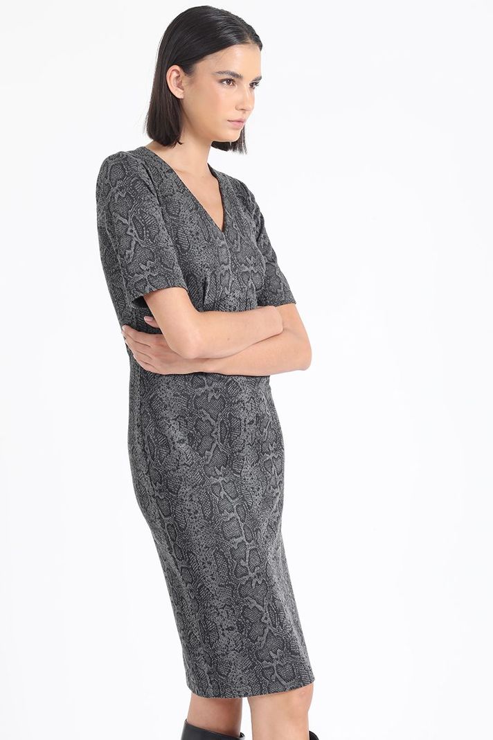 Vestido Midi Estampado Piton, Gris Liola-2
