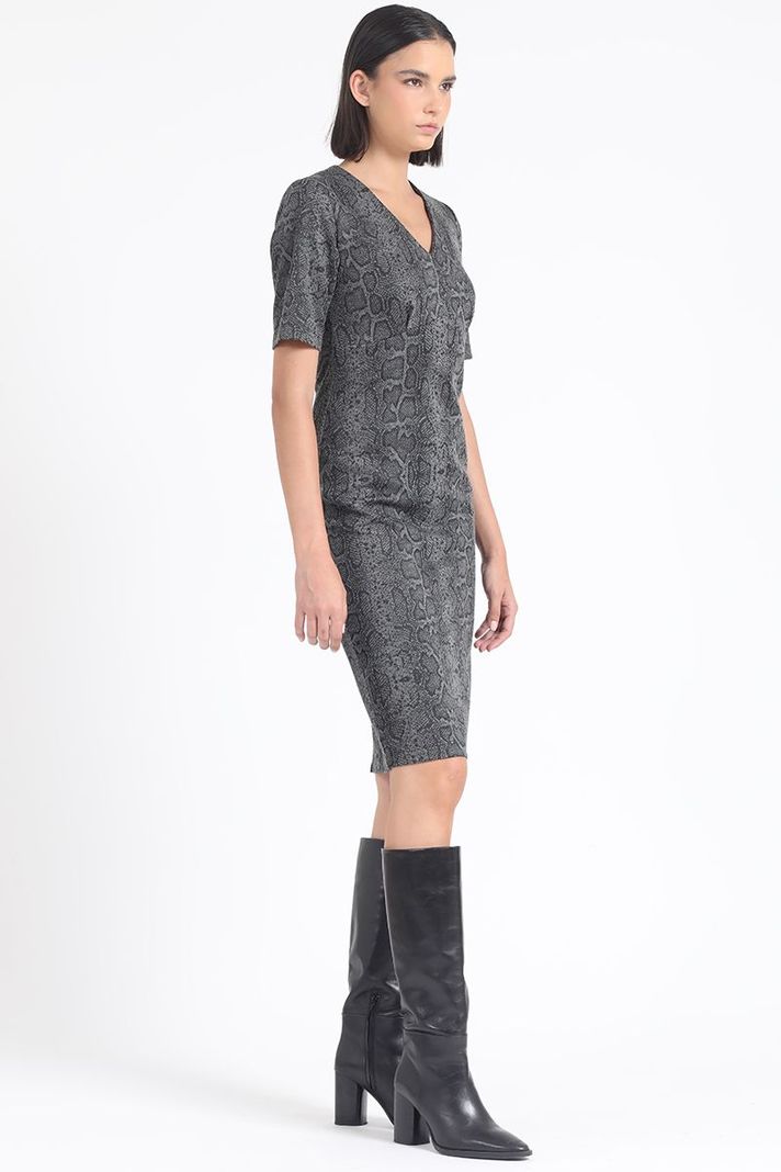 Vestido Midi Estampado Piton, Gris Liola-3