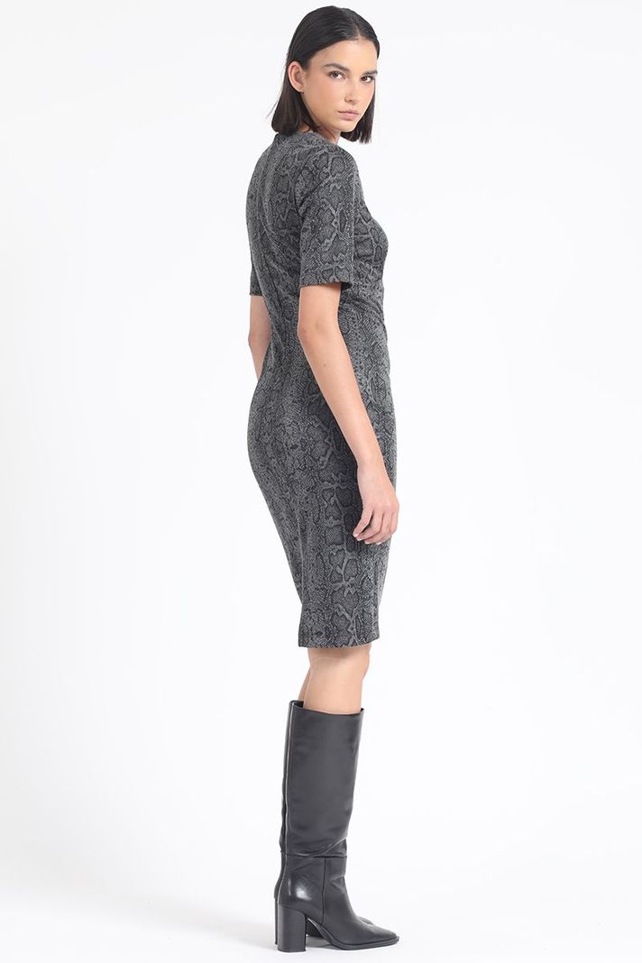Vestido Midi Estampado Piton, Gris Liola-4