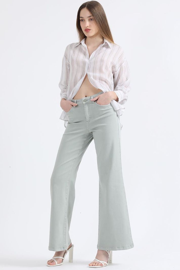 Camisa Listada Fantasia Hilo Metalizado, Beige Liola-1