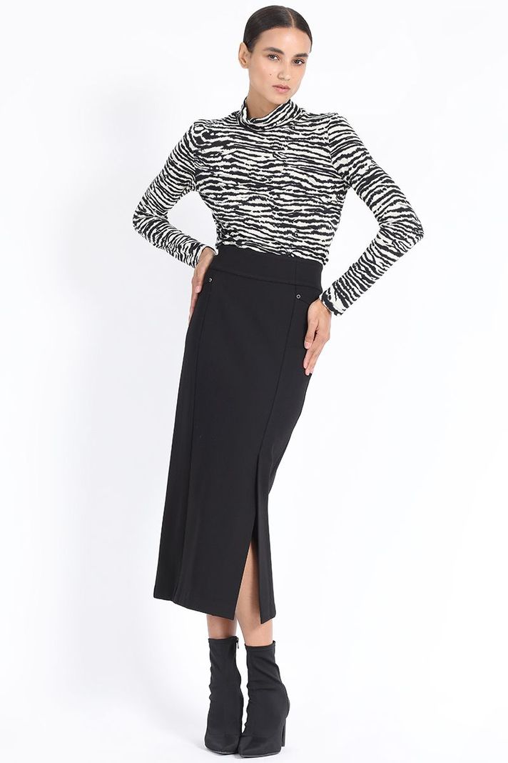 Falda Midi Tubo, Negro Liola-0