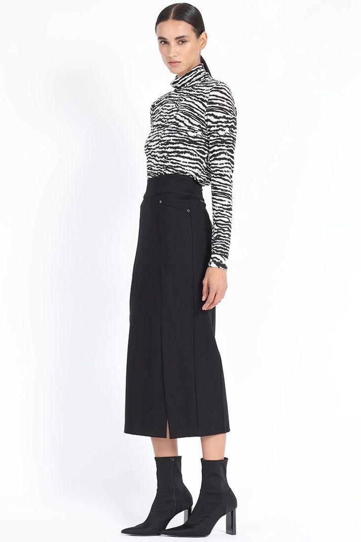 Falda Midi Tubo, Negro Liola-1