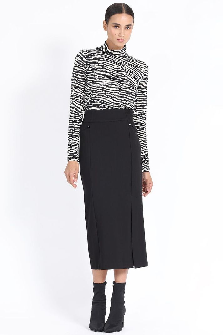 Falda Midi Tubo, Negro Liola-2