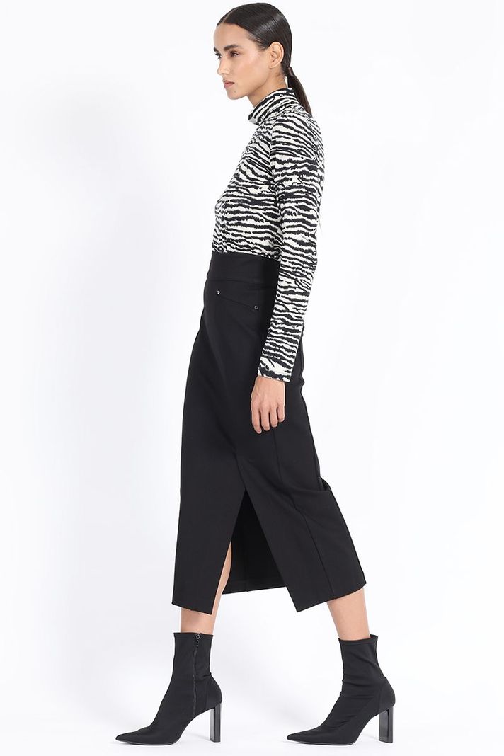 Falda Midi Tubo, Negro Liola-3