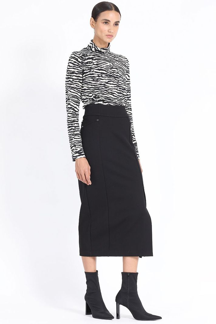 Falda Midi Tubo, Negro Liola-4
