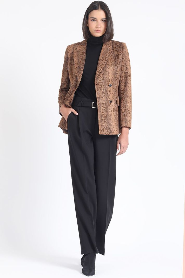 Blazer Efecto Gamuza Estampado, Café Liola-2