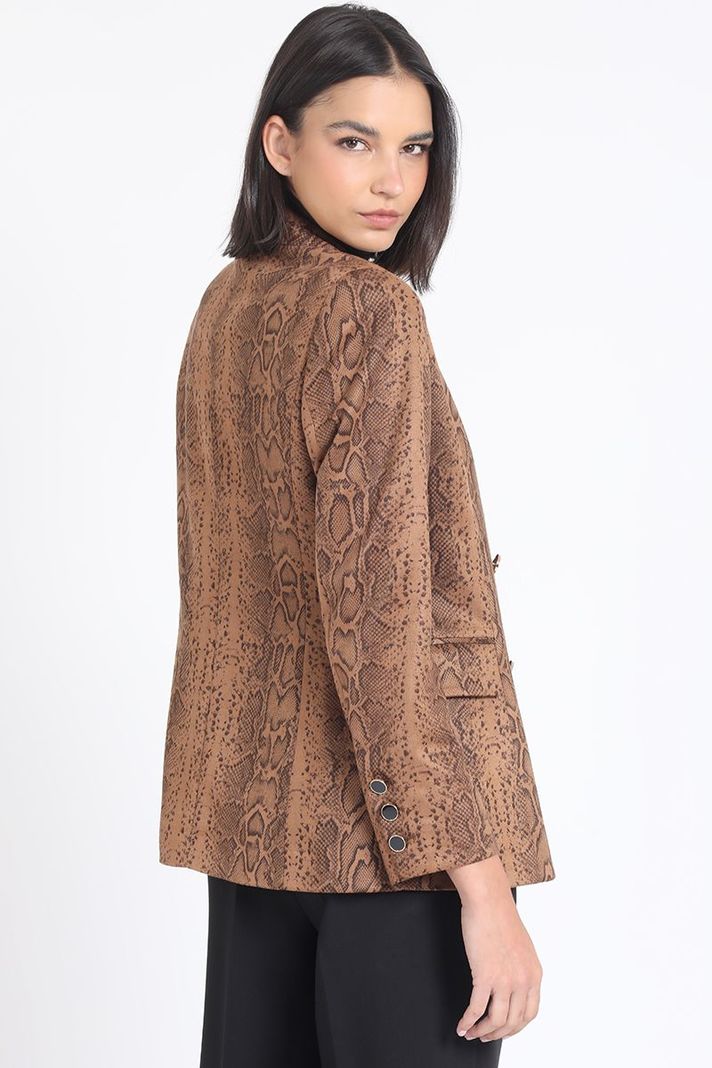 Blazer Efecto Gamuza Estampado, Café Liola-4