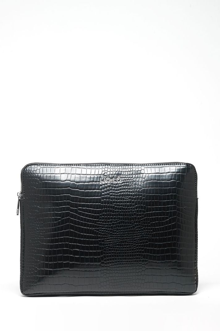 Bolso Computador Efecto Cuero Croco, Negro Liola-0
